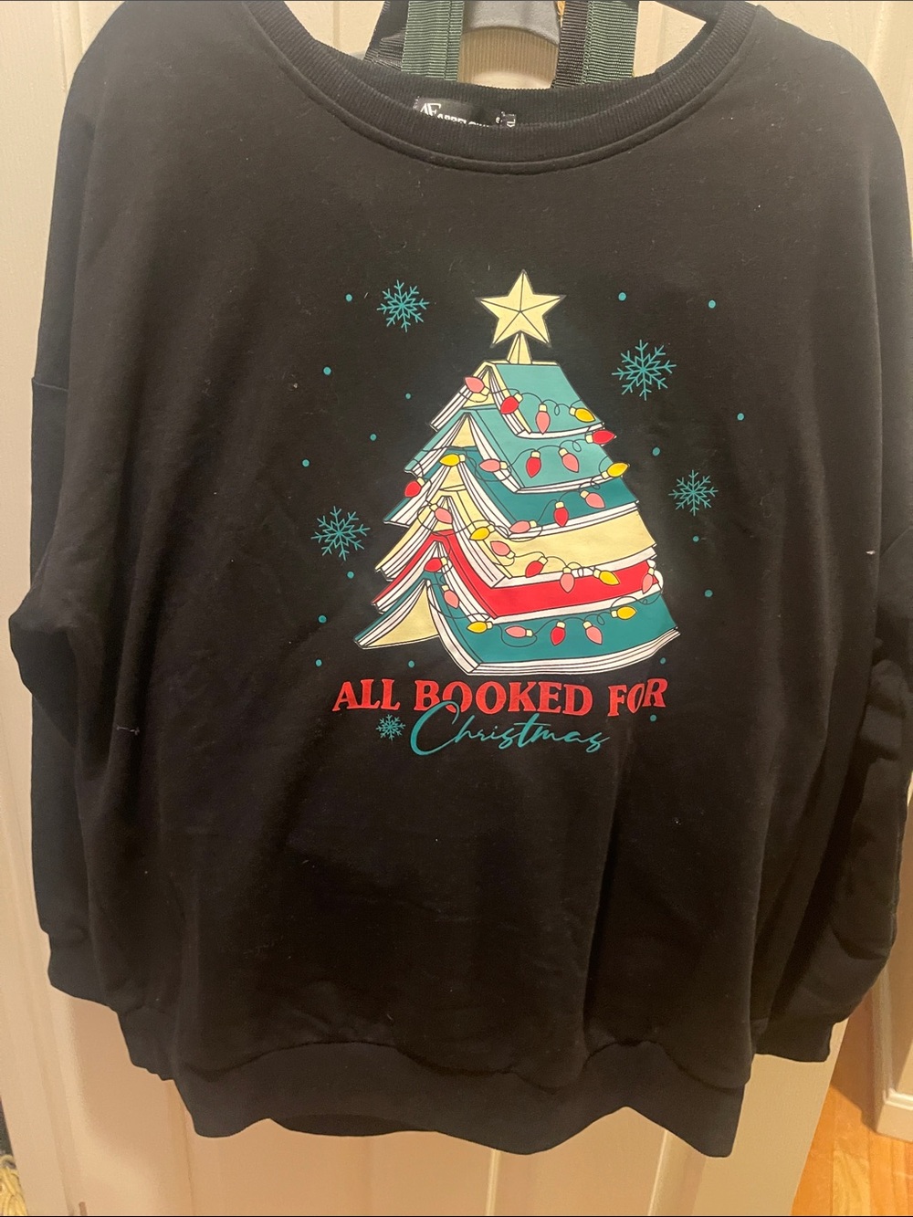 Black 'All Booked For Christmas' womans Sweatshirt